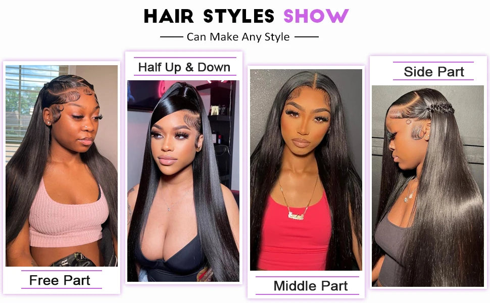 30 36 Inch Straight Human Hair Wigs 180 Density Straight 13x6 Hd Lace Frontal Wig Human Hair PrePlucked Brazilian Hair For Women