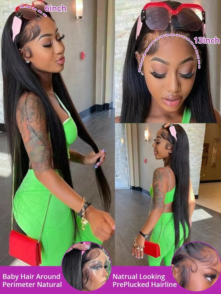 220 Density Straight Human Hair Wigs 30 Inch 13x6 Hd Lace Front Wig PrePlucked Brazilian Hair 13x5 Lace Frontal Wig For Women