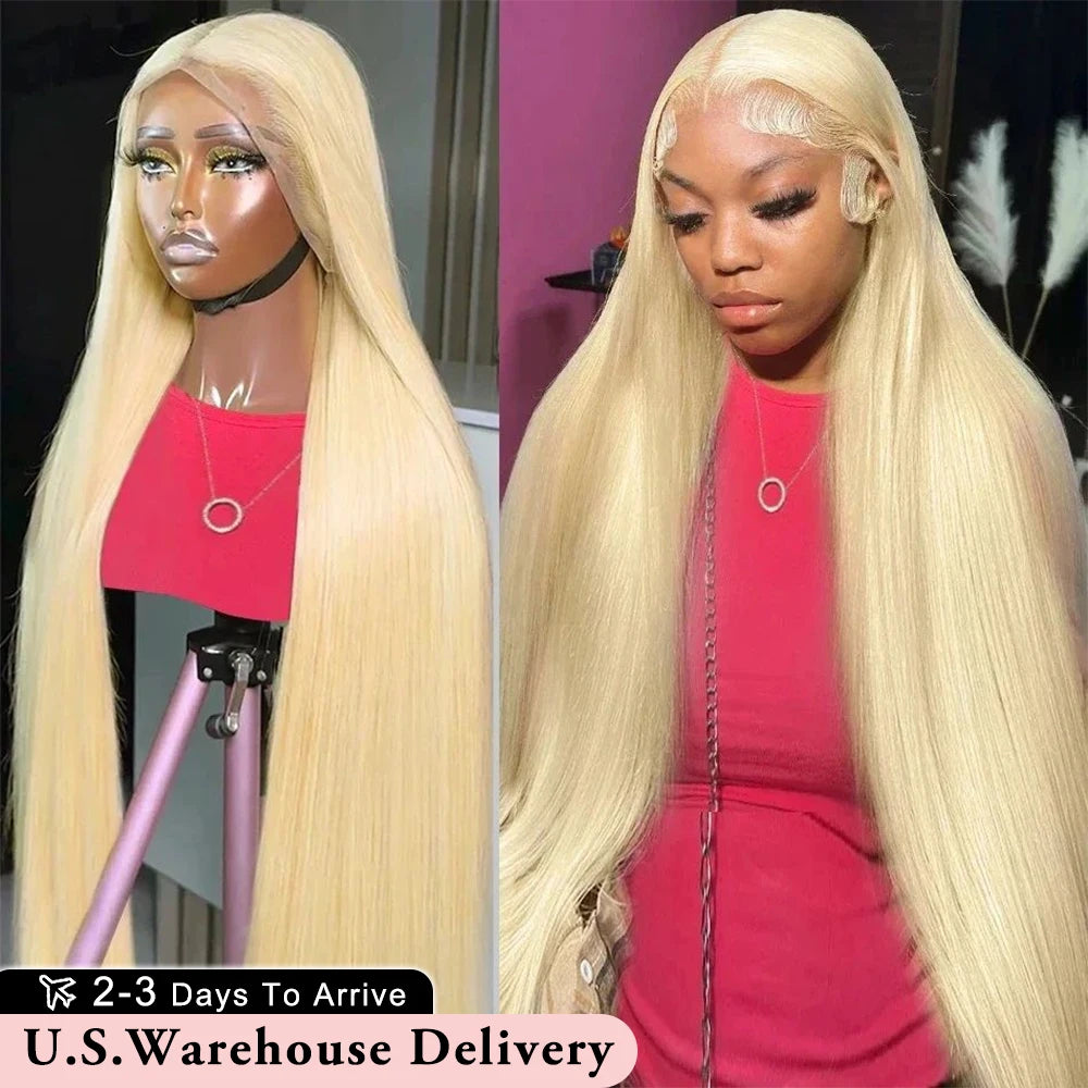 40 Inch Blonde 613 Straight Human hair Wig 13x6 HD Transparent Lace Frontal Human Hair Wigs 13x5 Remy Pre Plucked Wig For Women