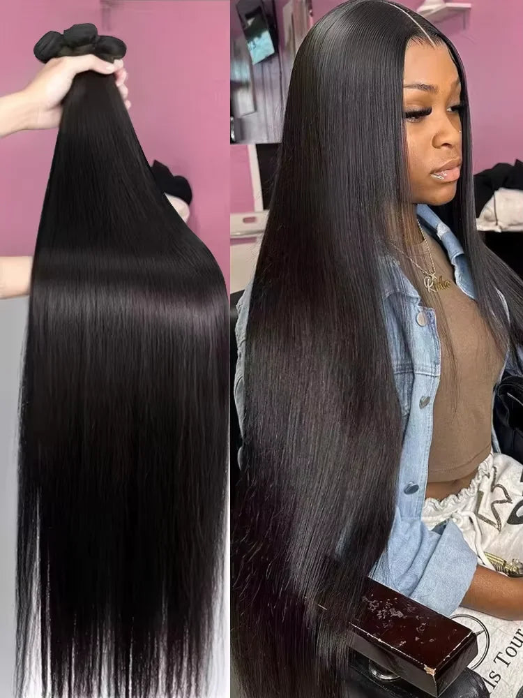 4/5/6 Pcs 16A Bone Straight Human Hair Bundles 30 32 34 Inch 100% Human Hair Unprocessed Brazilian Raw Hair Bundle Extensions