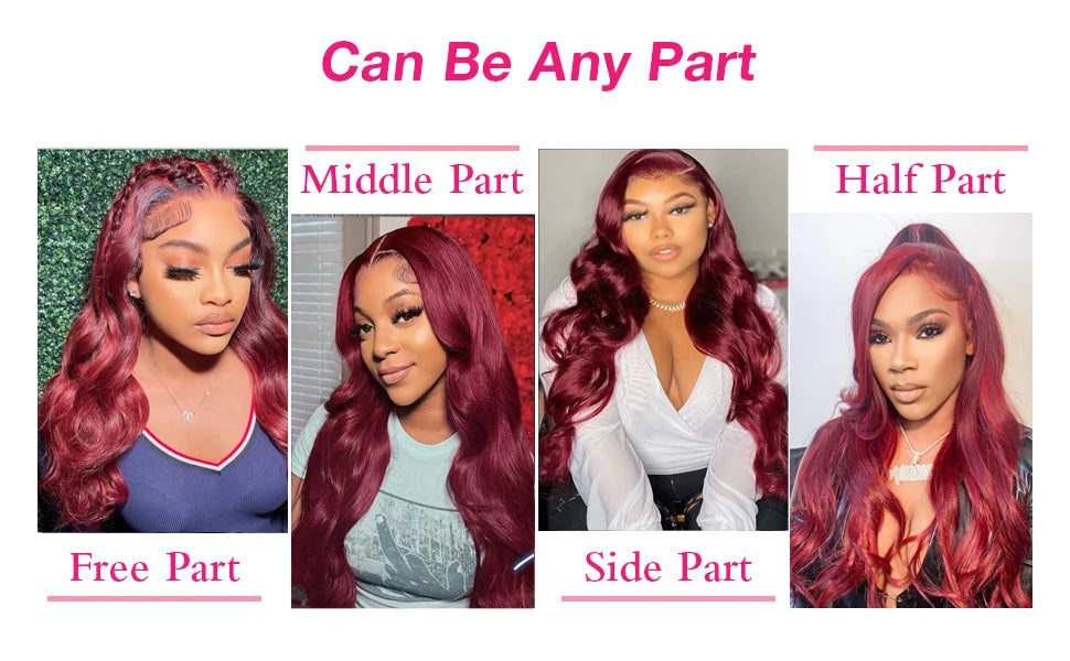 220 Density 99J Burgundy Human Hair Wig Colored Hd Lace Front Wig 13x6 Body Wave Lace Frontal Wigs 13x4 Pre Plucked Human Hair