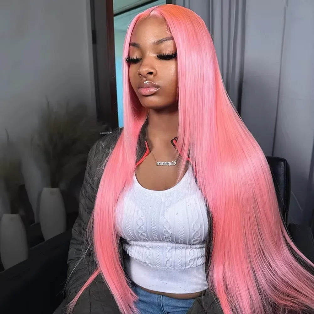 Bone Straight 13x6 HD Light Pink Lace Front Wigs 100% Human Hair For Women Brazilian wig 13x4 Lace Frontal Wig Pre Plucked