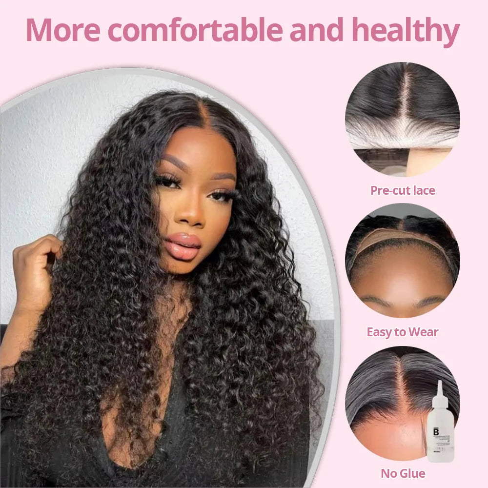 40 46Inch Deep Wave 13x6 13x4 Lace Frontal Human Hair Wig 300 Density 7x5 Water Curly Wear Go Glueless Human Hair Wigs For Women