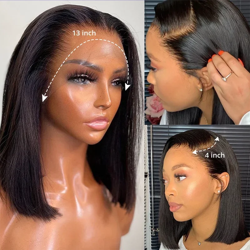Glueless Bob Hair Wig Human Hair Ready To Wear Straight Transprent 13x4 Lace Closure Wigs For Women Glueless Wigs Human Hair