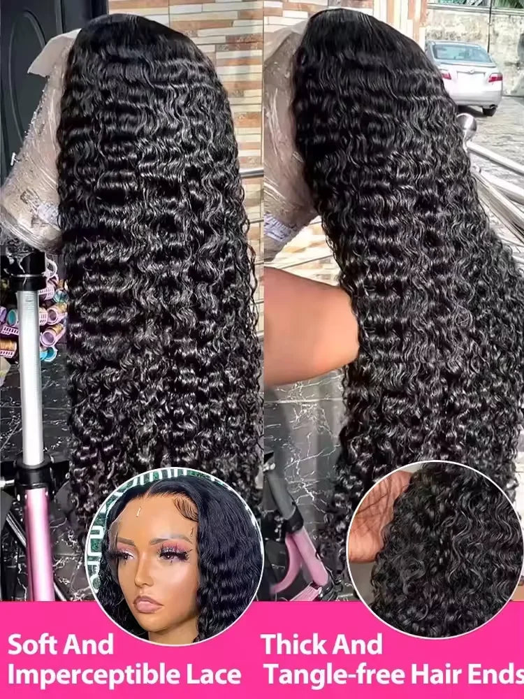 Hd 13x6 Lace Wig Human Hair Curly Wig For Women 40 Inch Brazilian Pre Plucked 13x4 Deep Wave Water Wave Lace Frontal Wigs