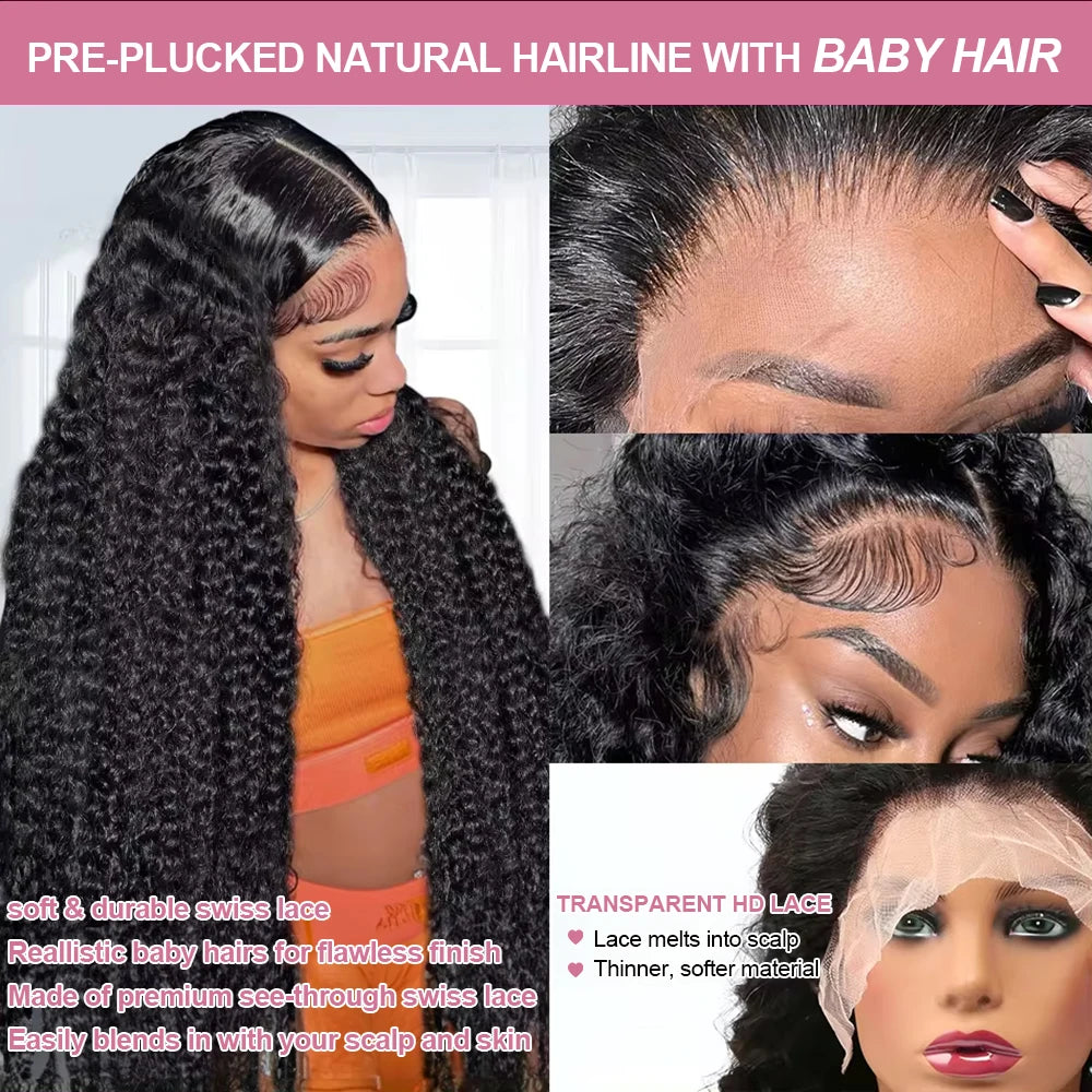 40 46 Inch Deep Wave 13x6 HD Lace Frontal Human Hair Wig Brazilian 13x4 Loose Water Curly Lace Front Wigs For Women 300% Density