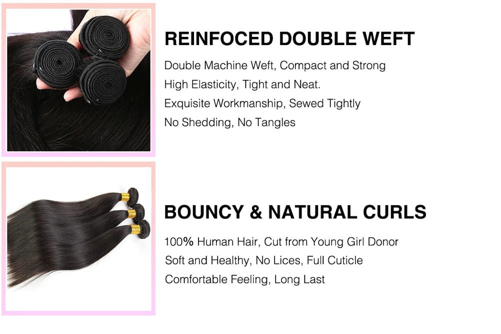 3 4 Bundles 100% Bundles Human Hair Deal Brazilian Remy Straight Human Hair Bundles Extensions Weave Natural Color For Women