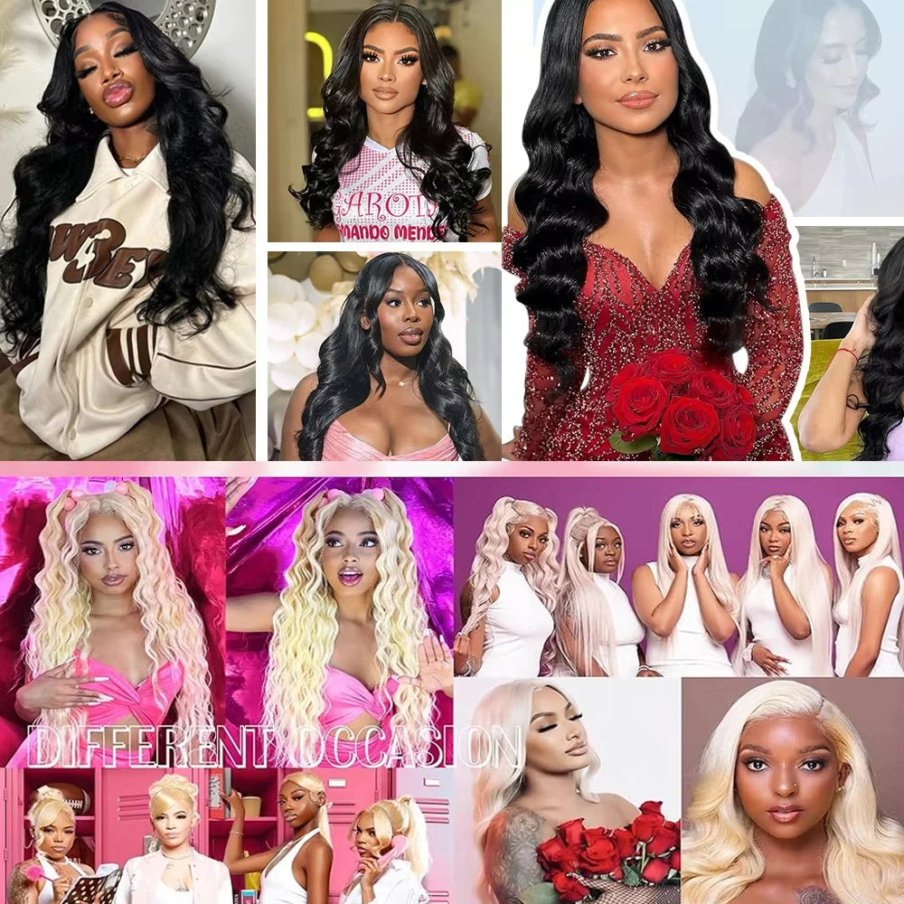 613 HD Lace Frontal Wig 13x6 Body Wave Human Hair Wigs 30 Inch Blonde Natural Colored Pre Plucked Human Hair Wig 2 Pieces Deals