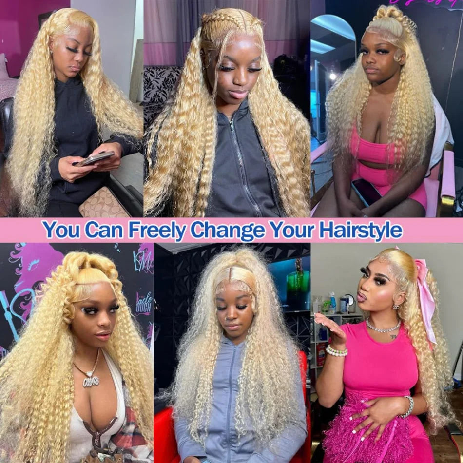Blonde Water Wave Remy Human Hair Wig 613 hd Lace Frontal Wig 13x6 13x4 Lace Pre Plucked Brazilian Colored Curly Human Hair Wigs