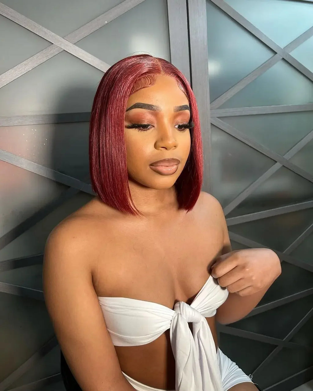 99J Short Bob Wigs Burgundy 13x4 Hd Lace Frontal Human Hair Wig 7X5 Glueless Wig Human Hair Ready to wear 250 Density 8-16Inch