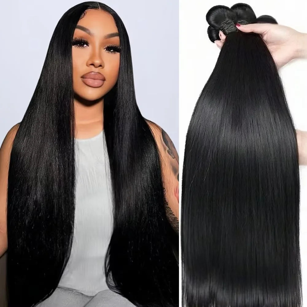 14A Straight Human Hair Bundles 32 36 40 Inch 100% Human Hair Brazilian Virgin Bundles Extensions 4/5/6 Pcs Raw Hair Bundle