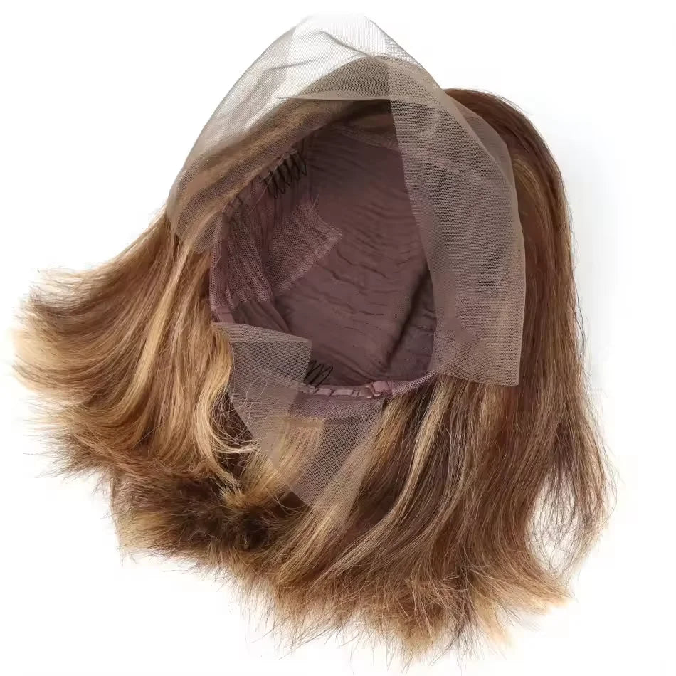 4/27 Highlight Bob Wigs Straight Lace Front Wig Human Hair Straight 13x4 lace Wigs 4/27 Honey Blonde Short Bob Wigs Pre Plucked