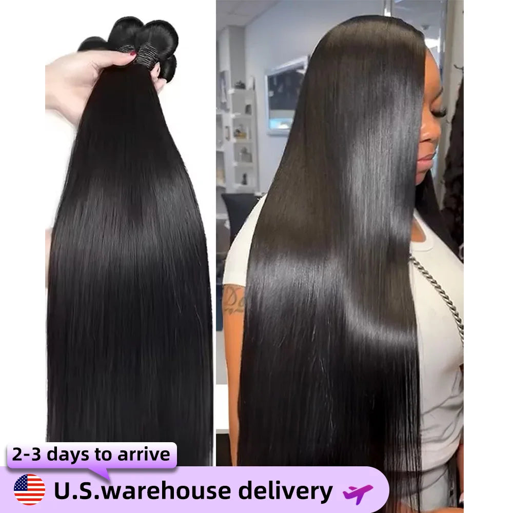 16A Straight Human Hair Bundles 100% Unprocessed Virgin Hair Brazilian 3/4/5 Pcs 40Inch Double Weft Bundles Human Hair For Women