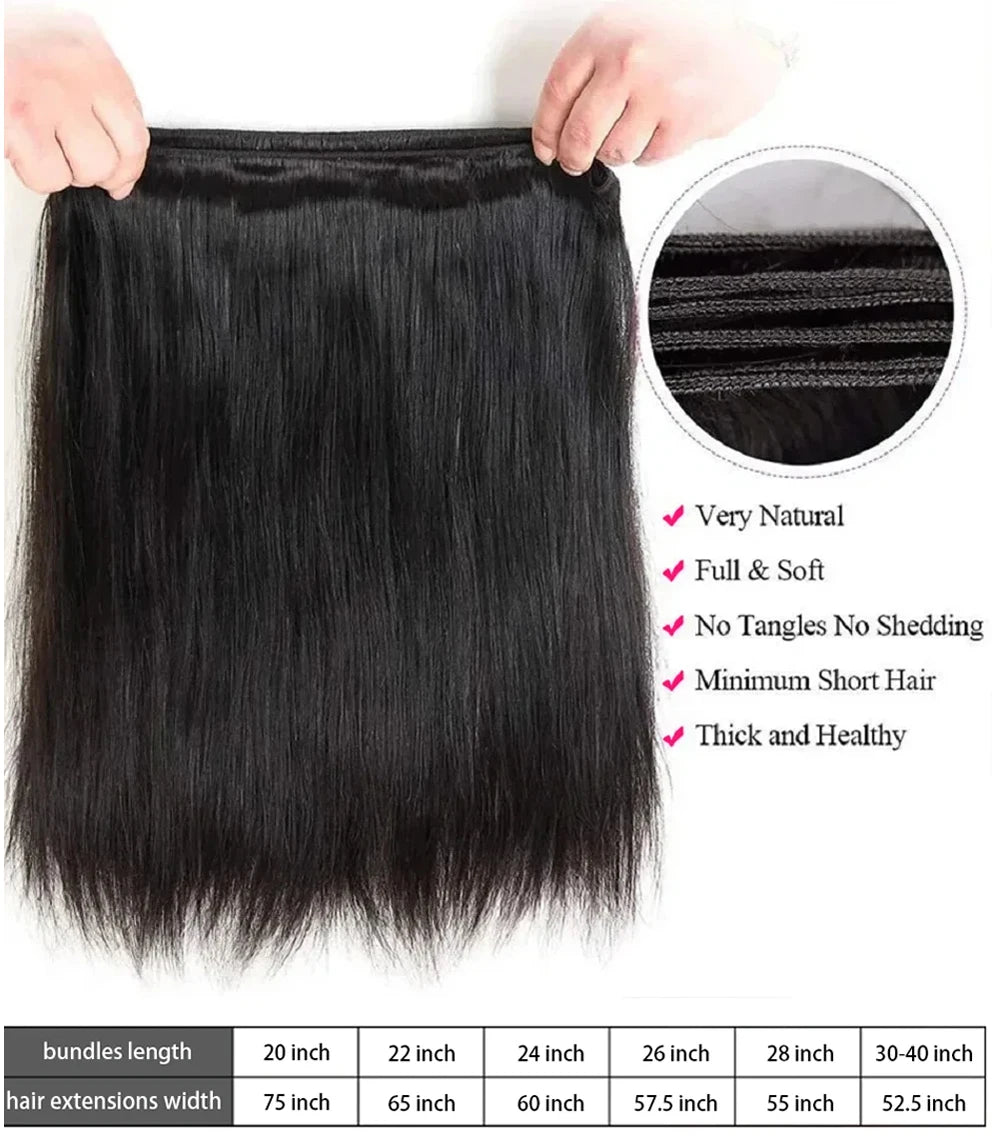 3 4 Bundles 100% Bundles Human Hair Deal Brazilian Remy Straight Human Hair Bundles Extensions Weave Natural Color For Women