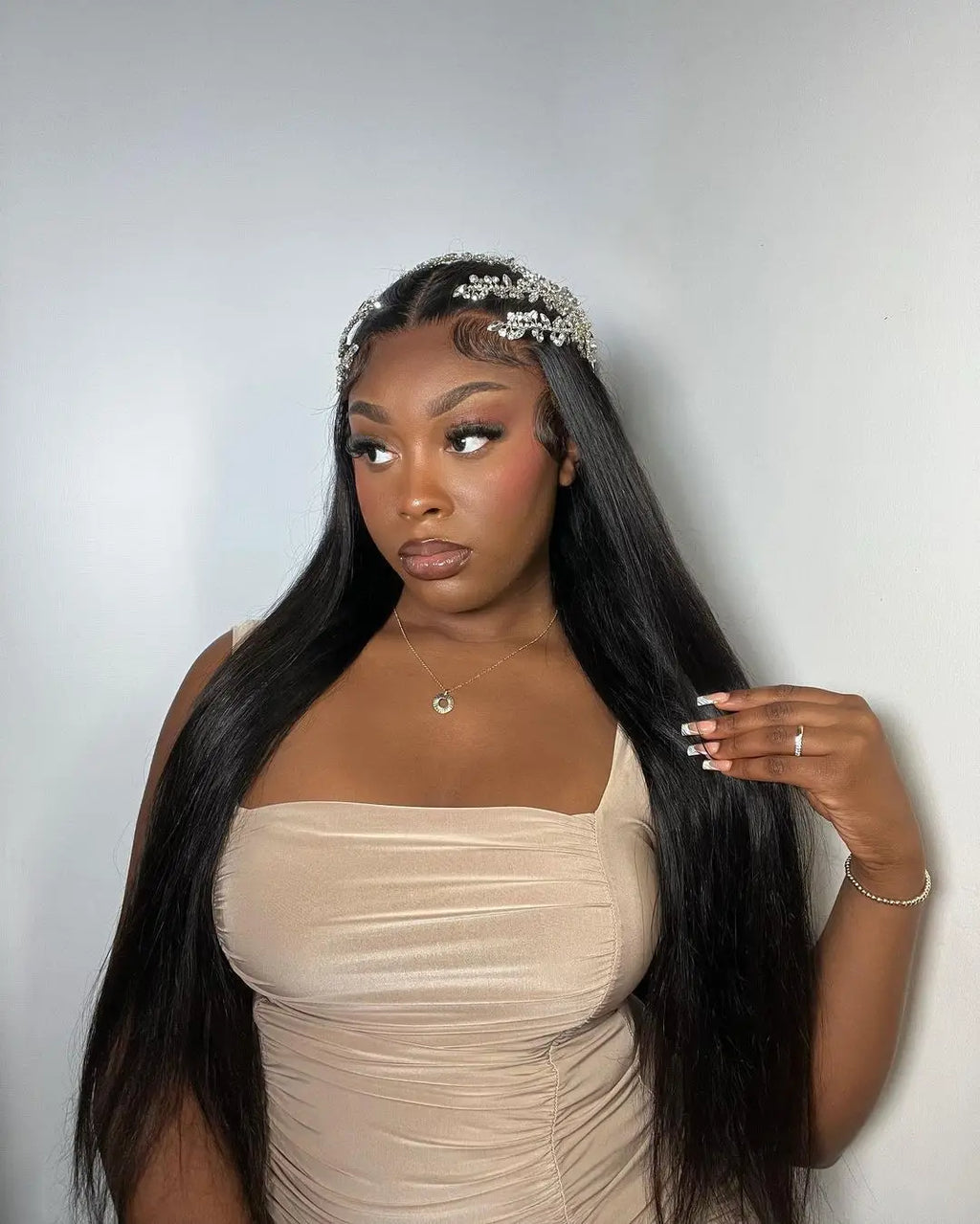 40 46 Inch Bone Straight 13x6 HD Lace Frontal Human Hair Wigs Brazilian Transparent 13x4 Lace Front Wigs For Women 300% Density