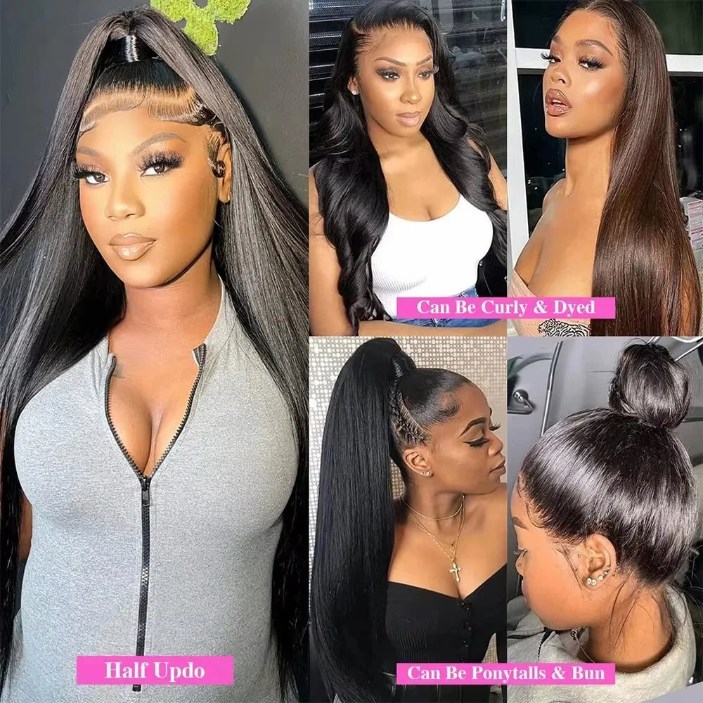 30 40 Inch Human Hair Wigs 13x4 13x6 Straight Lace Frontal Wigs 360 Front Human Hair 250Density PrePlucked Closure Wig For Women