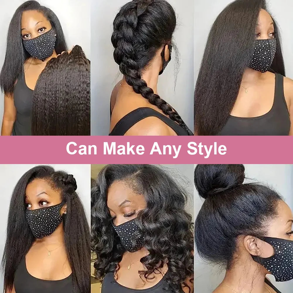 40 Inch HD 13x6 Transparent Kinky Straight Human Hair Wigs Brazilian 13x4 360 Yaki Lace Frontal Human Hair Wigs For Women 300%