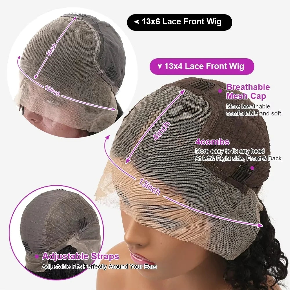 Brazilian 13x4 Water Wave Curly Wigs Honey Blonde 13x4 Glueless Lace Closure Wigs Human Hair Highlight Ombre Deep Wave Wig