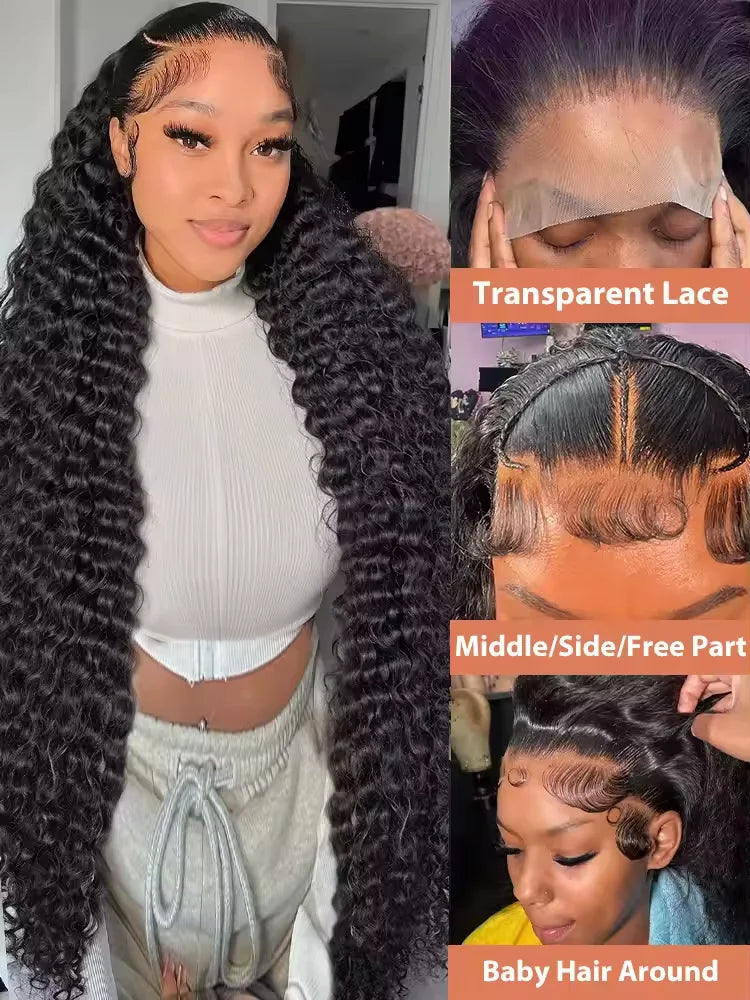 30 40 Inch 13x6 HD Lace Front Human Hair Wigs Deep Wave 250 Density 13x4 Curly Lace Frontal Wig Glueless 5x5 Closure Brazilian