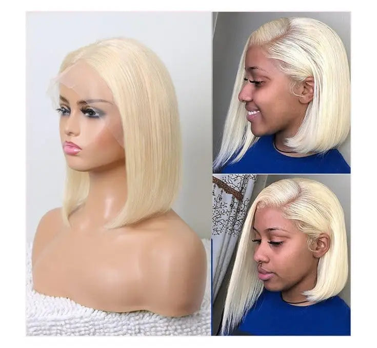 Cheap 13x4 Straight Short Bob Wig 613 Bob Honey Blonde 7x5 HD Lace Front Human Hair Wigs Wear to Go Glueless Wigs 14 Inch