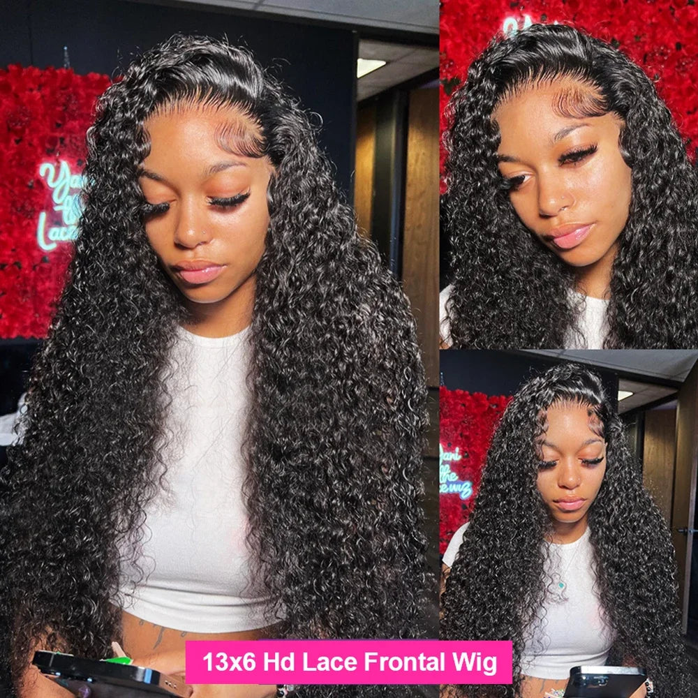40 Inch 13x4 13x6 Water Wave Curly Lace Front Wig Human Hair Deep Wave  Full Lace Hd Lace Frontal Wigs For Women 300% Density