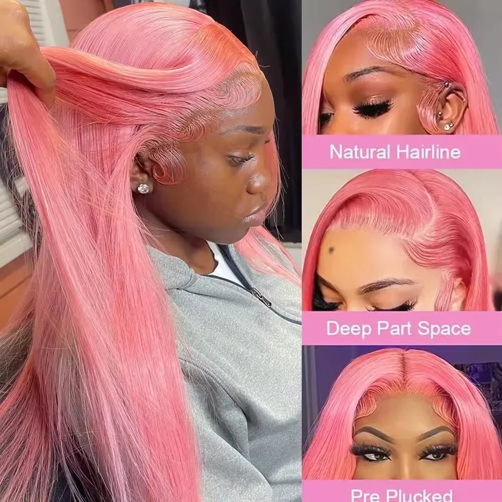 Bone Straight 13x6 HD Light Pink Lace Front Wigs 100% Human Hair For Women Brazilian wig 13x4 Lace Frontal Wig Pre Plucked