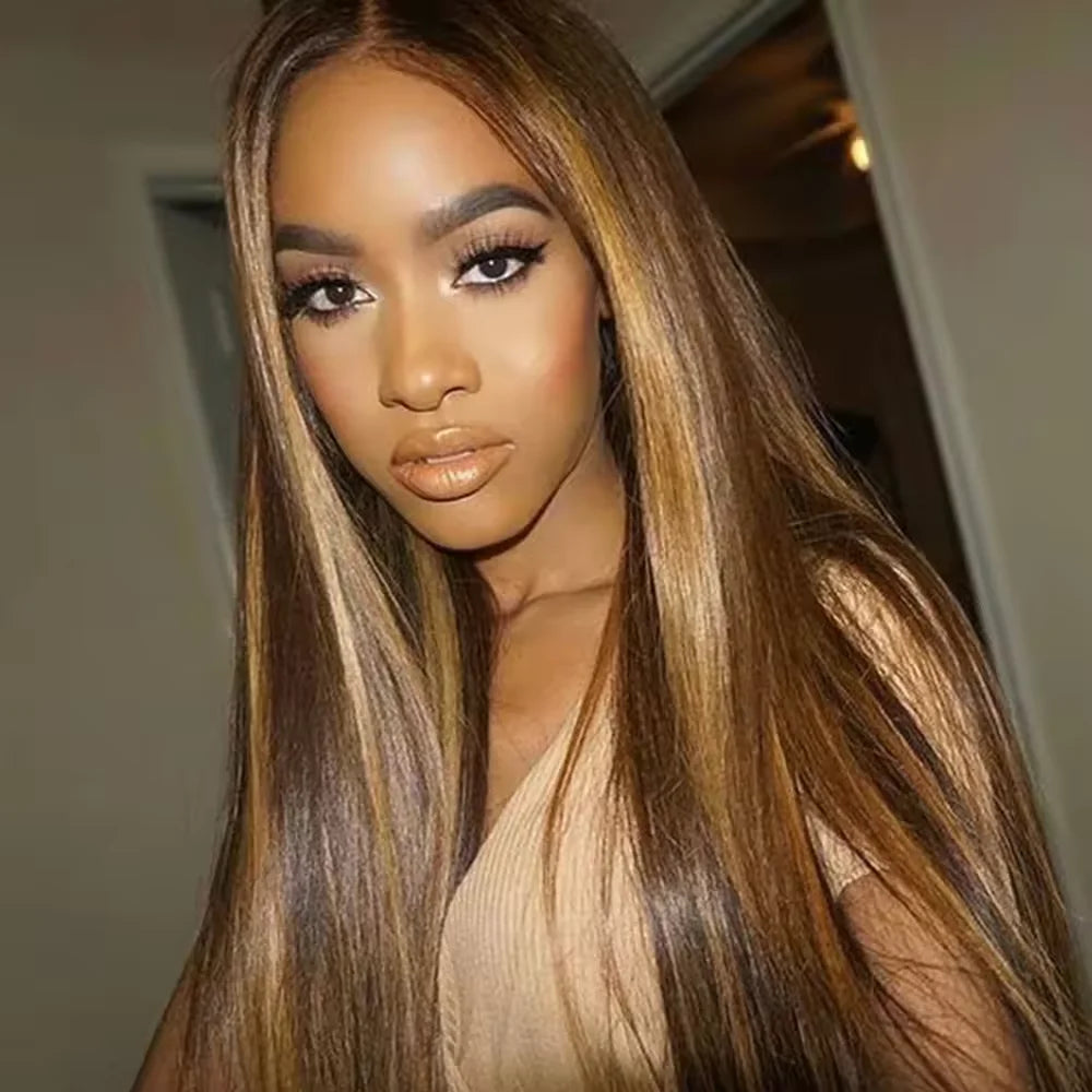 427 Honey Blonde 360 Full HD Lace Frontal Wig 30Inch Straight Lace Front Wigs Brazilian Highlight Glueless Virgin Human Hair Wig