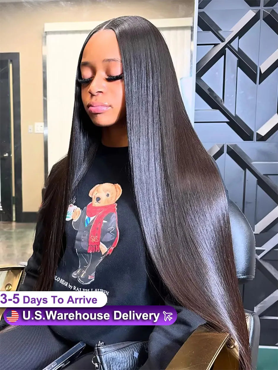 13x6 Straight 250 Density HD  Glueless Lace Frontal Wigs 30 40 Inch Lace Front Wig 13x4 Human Hair Brazilian Closure Wear