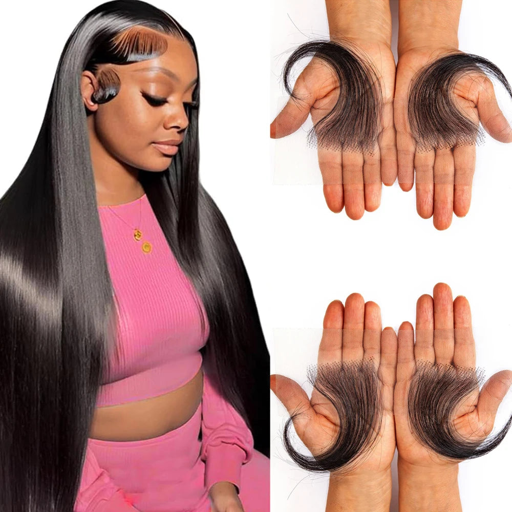 4Pcs Baby Hair Edges Hair HD Lace Baby Hair Stripes For Women Reusable Invisible Lace Hairline Edges Real Human Hair Pieces