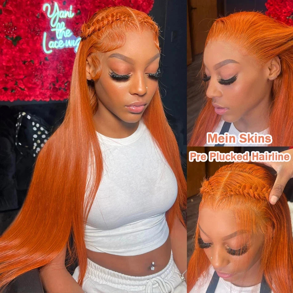 Ginger hd Lace Frontal Wig 200 Density Bone Straight Lace Front Wig 13x4 13x6 hd Lace 100% Brazilian Colored Ginger Human Hair