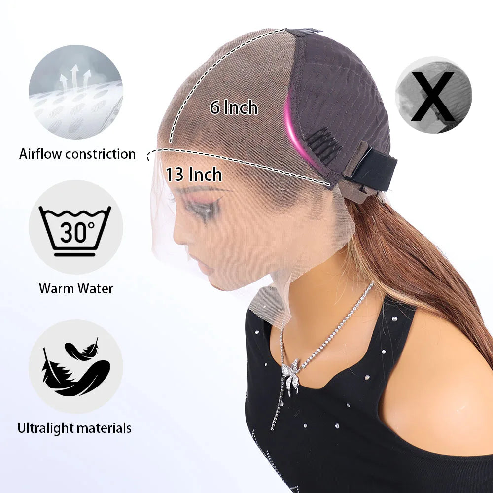 30 40 Inch Highlight Straight Human Hair Wig 250 Density HD Transparent Lace Frontal Wigs Brazilian Lace Front Human Hair Wig