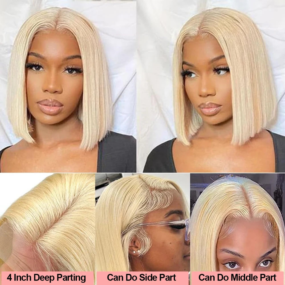 14 Inch Brazilian Color Straight Bob Wig 13x6 613 Blonde Bob Hair Wig Human Hair 7x5 Lace Closure Wigs Cheap Wig For Woman