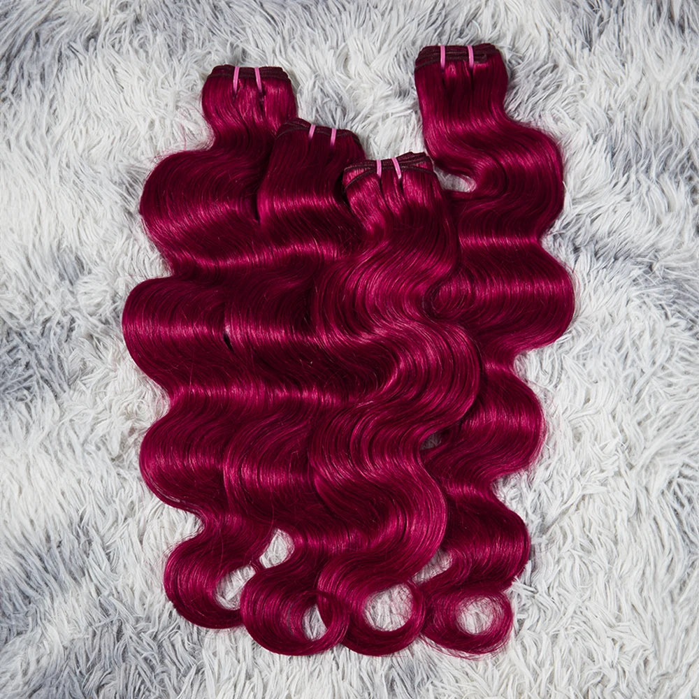 #99J Human Hair 13x4 Lace Front With 18 20 22Inch Bundles Brazilian Hair 3 Bundles With Frontal Body Wave Bundles Burgundy