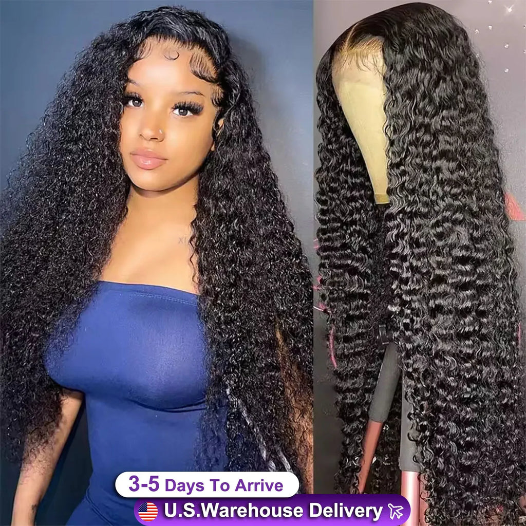 13x4 Lace Front Human Hair Wigs For Women Indian Deep Curly Lace Frontal Wig Water Wet And Wavy Lace Closure Wigs