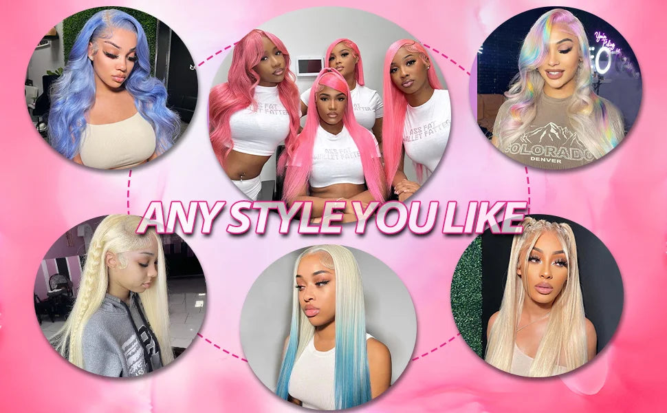 210% 30 40inch 13x6 HD Full Frontal Lace 613 Blonde Colored Straight Wigs Lace Frontal Human Hair Wigs Lace Front Wigs For Women