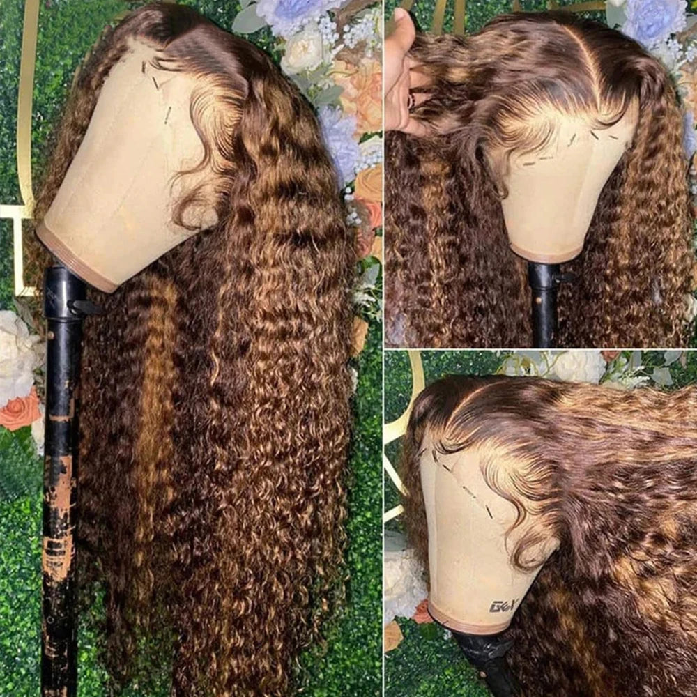 Highlight Wig Human Hair 13x6 HD Lace Frontal Human Hair Deep Wave Frontal Wigs Brazilian 13x4 Water Wave Curly Wigs For Women