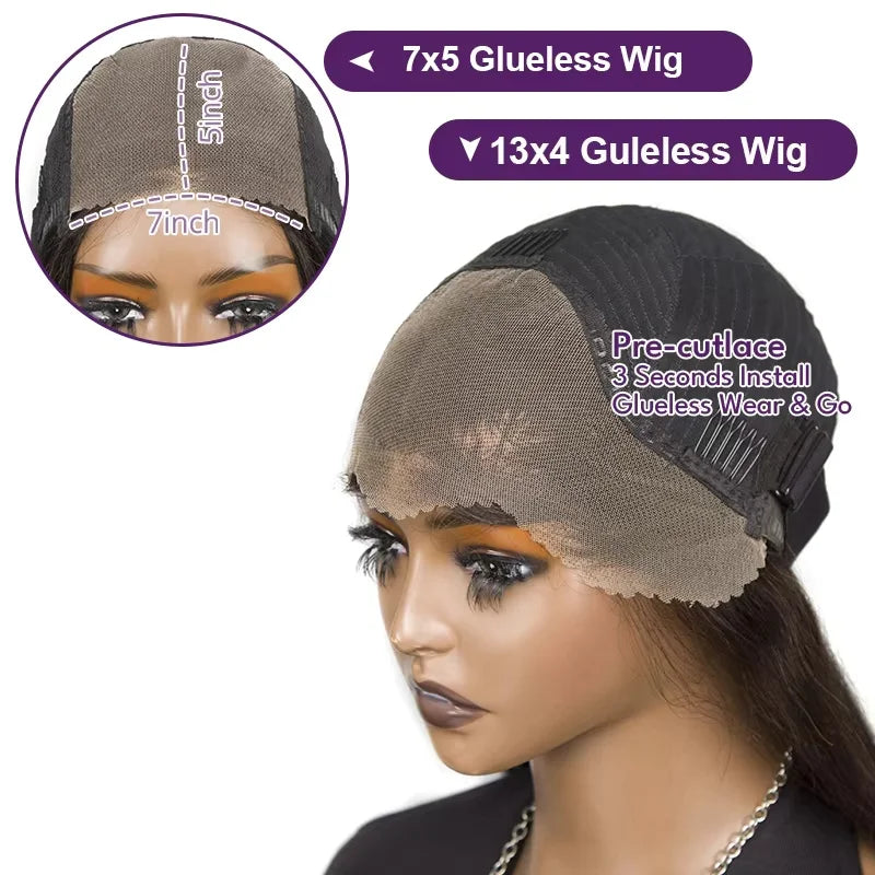 Curly Deep Wave Highlight Wigs Pre-cut Glueless 7x5 Lace Wig 4/27 Highlight Lace Front Wigs 100% Human Hair For Black Women