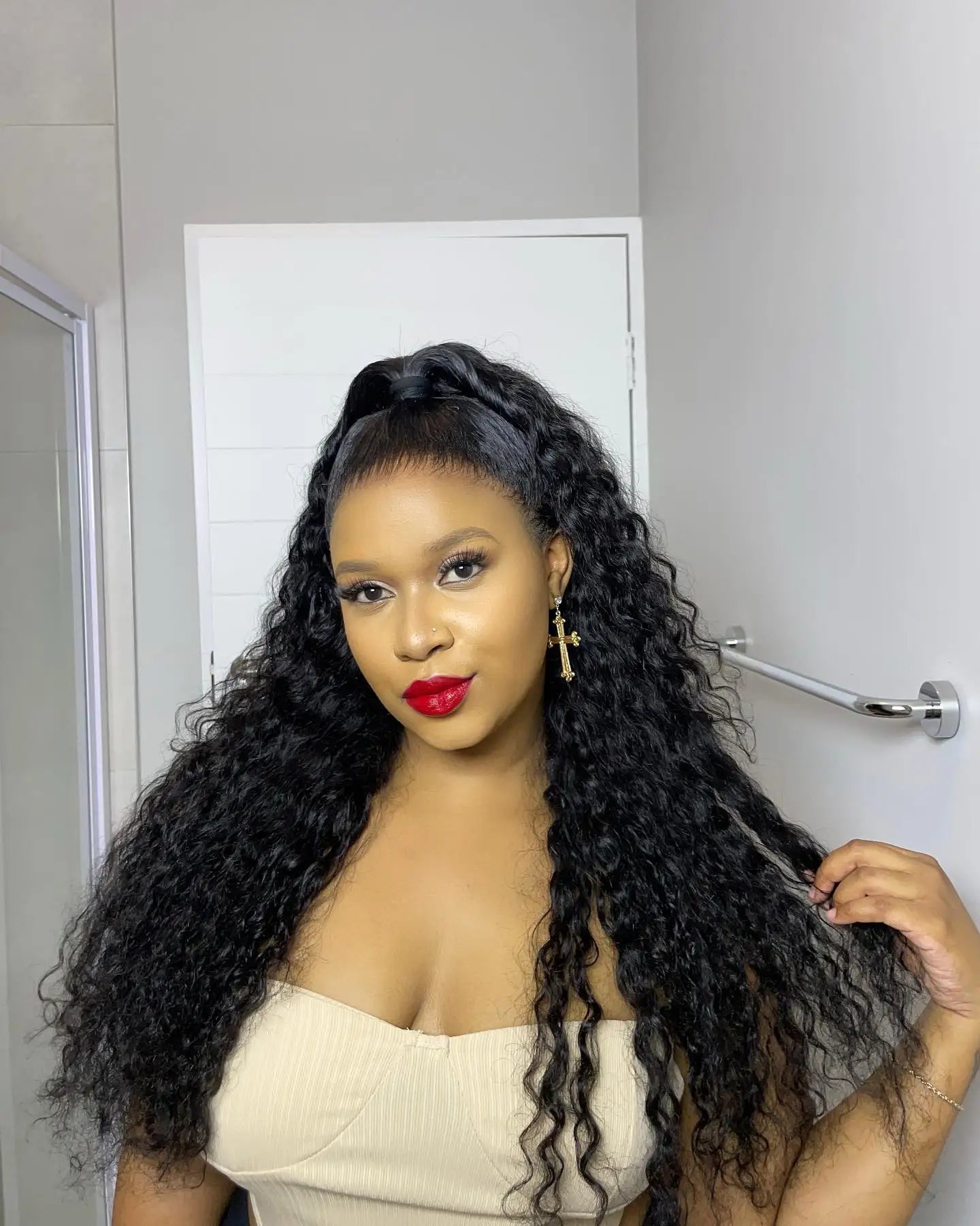 40 46 Inch Deep Wave Lace Frontal Wig 13x4 13x6 Hd Transparent Water Curly Wave Human Hair Lace Front Wigs For Women 300 Density