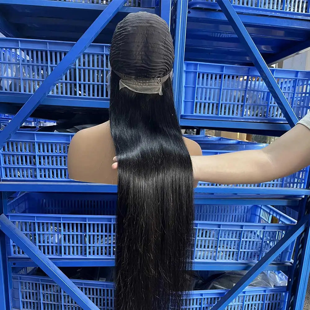 300% Density 40 46 Inch Bone Straight 13x6 HD Lace Frontal Human Hair Wigs Brazilian Transparent 13x4 Lace Front Wig For Women