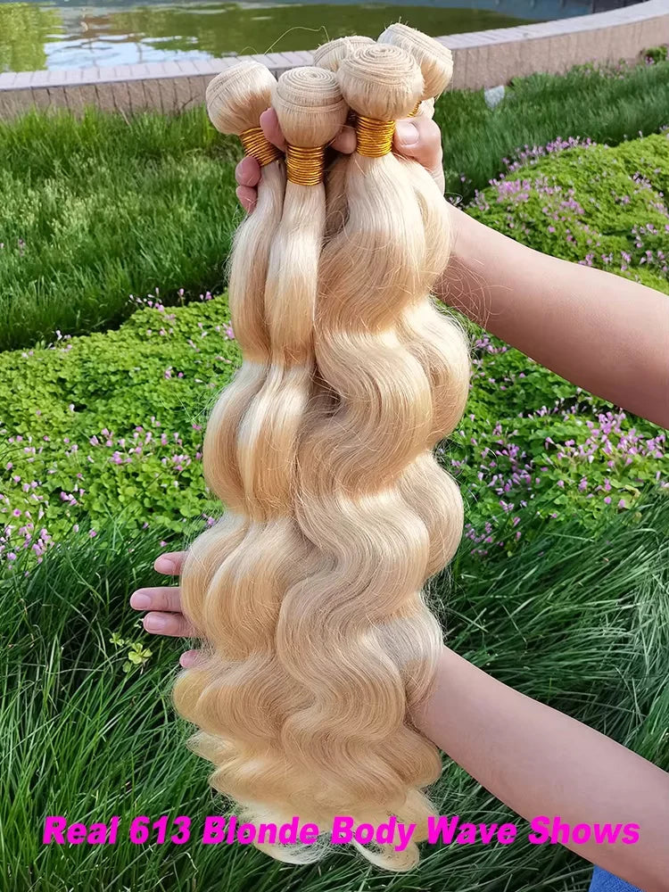 1/3/4 Bundles Body Wave 613 Blonde Human Hair Bundles 26 28 30 Inch 613 Honey Blonde Bundles Body Wave Brazilian Hair