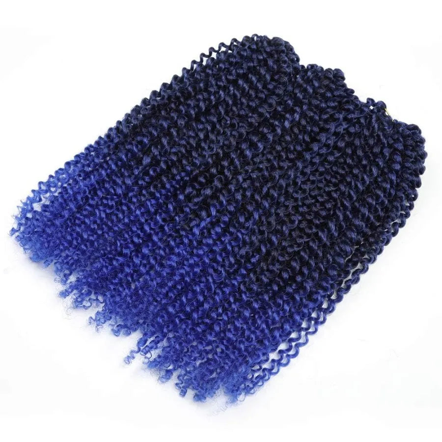 3pcs pack Soft Synthetic Crochet Braiding Hair Extensions with Kinky Curl Texture in Blue Color 12 Inch Afro Kinky Twist Hair f
