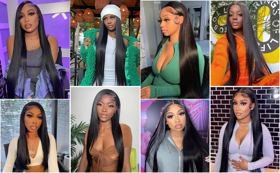 38 40 inch 200 density silk straight hair 13x6 HD lace front wigs for women 13x Brazilian rice hair wigs human hair wigs natural