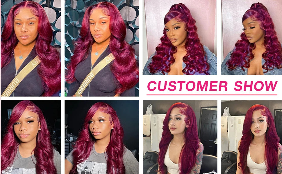 220 Density 99J Burgundy Human Hair Wig Colored Hd Lace Front Wig 13x6 Body Wave Lace Frontal Wigs 13x4 Pre Plucked Human Hair