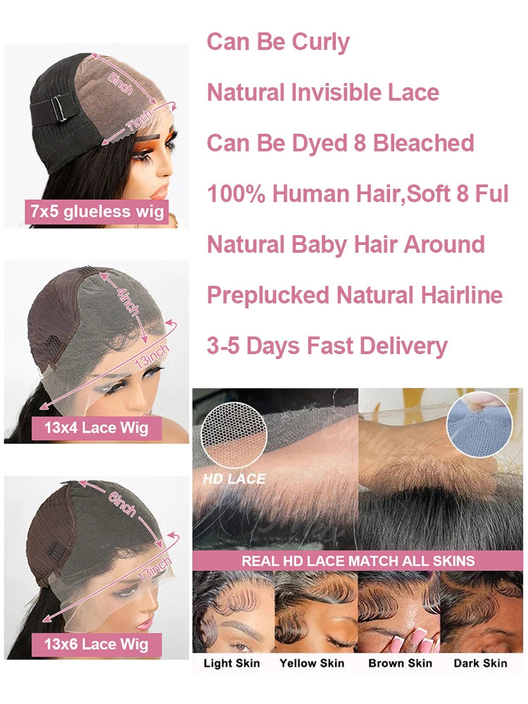 300% 13X6 360 HD Deep Wave Lace Frontal Wig Brazilian 40 46Inch 13X4 Loose Water Curly Wave Lace Front Human Hair Wigs For Women