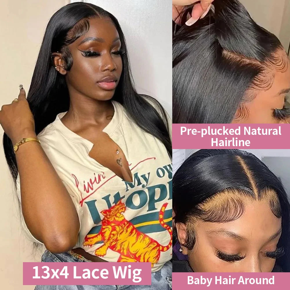 40 46 Inch 13x4 13x6 Hd Transparent Bone Straight Lace Front Human Hair Wig Brazilian Wigs For Women 360 Lace Frontal Wig 300%