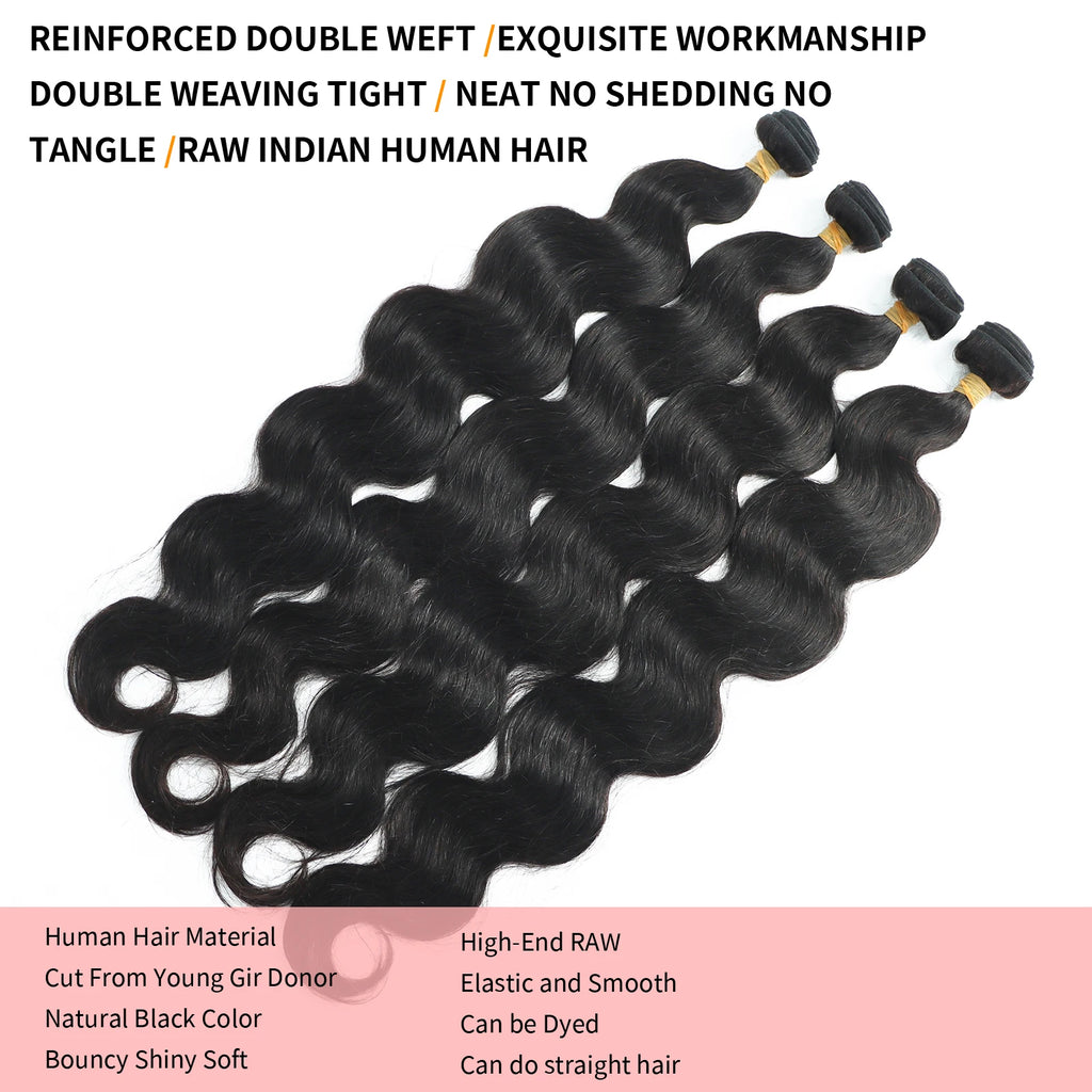 16A Body Wave Bundles 40 Inch 100% Unprocessed Remy Human Hair Bundles 3/4/5 Pcs Double Weft Virgin Raw Hair Extensions Bundle