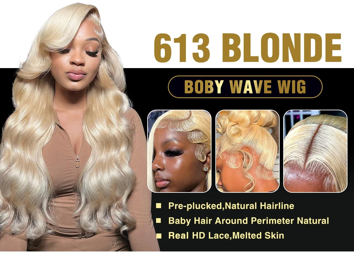 30 Inch Body Wave Blonde 613 Hd Lace Frontal Wig 13x6 Human Hair Wigs 100% 13x4 Transparent Lace Front Human Hair Wig