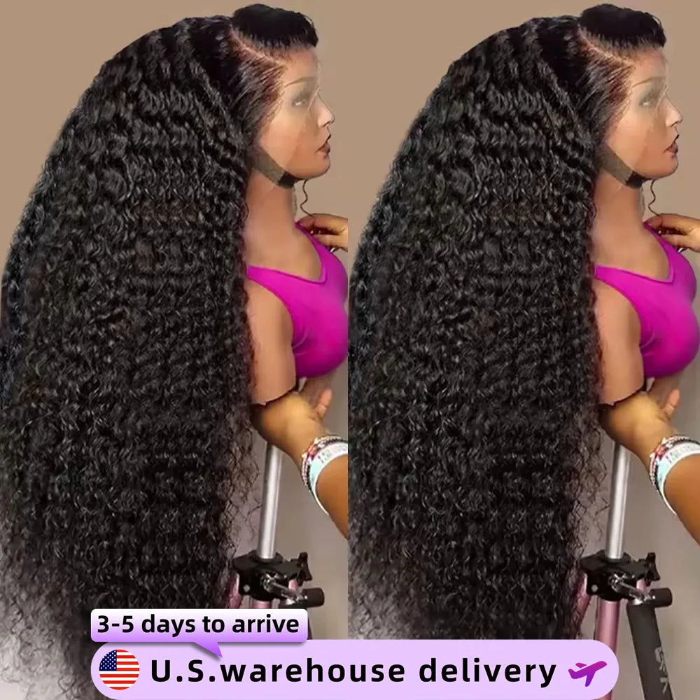 40 Inch 13x4 13x6 Water Wave Curly Lace Front Wig Human Hair Deep Wave  Full Lace Hd Lace Frontal Wigs For Women 300% Density