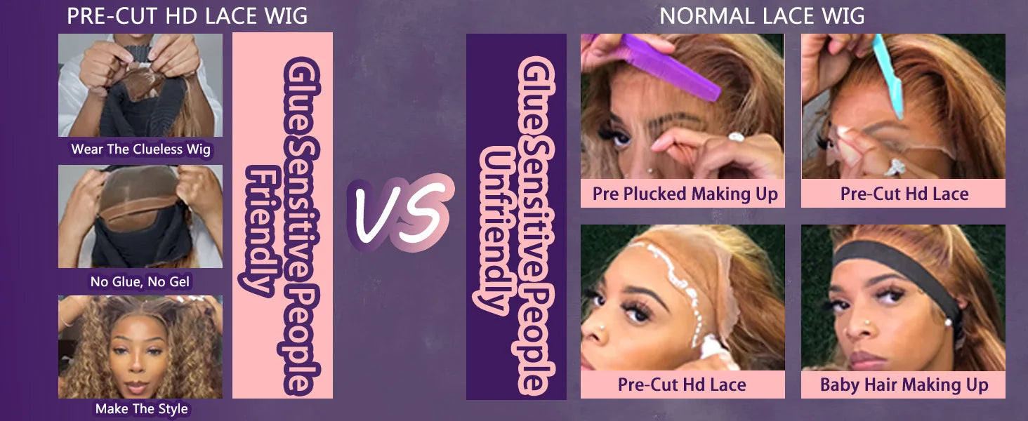 Curly Deep Wave Highlight Wigs Pre-cut Glueless 7x5 Lace Wig 4/27 Highlight Lace Front Wigs 100% Human Hair For Black Women