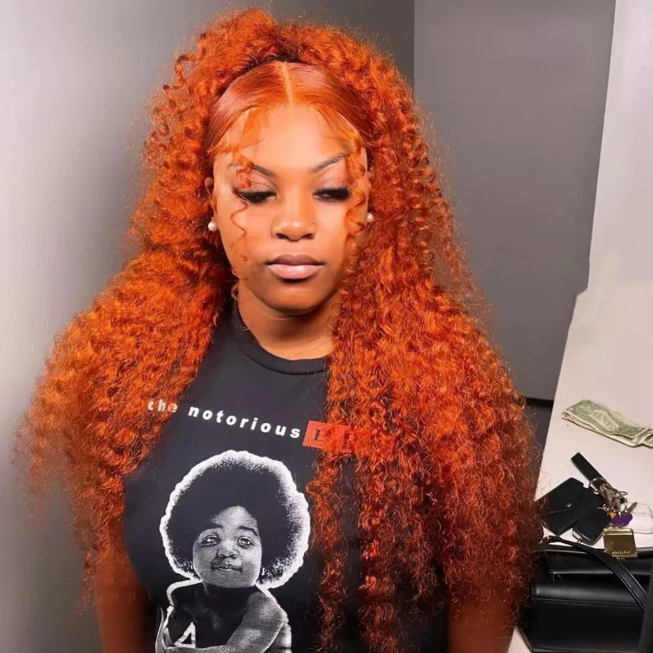 200 Density Ginger Human Hair Wig Water Wave Curly Human Hair Wig Brazilian 100% Colored 13x4 13x6 hd Lace Wig Virgin Human Hair